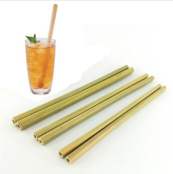 Bamboo Straw 20*1cm 20*1.8cm Yellow Green Reusable Bamboo Drinking Straws Eco-Friendly Party Bar Kitchen Feeding Straws OA6891