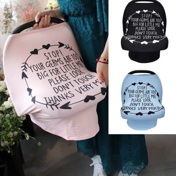 Baby Stroller Cover with words printing Solid color car seat cover 3 Colors Knitting fabric Shopping Cart Cover Baby Carrier shade cloth