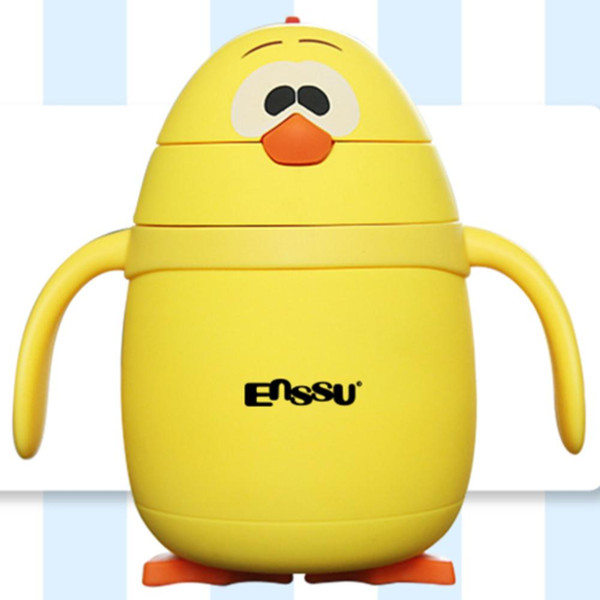 Enssu 1 Pc Small Yellow Chicken Baby Cup Stainless Steel Safety Material With A Handle bounce switch For Kids