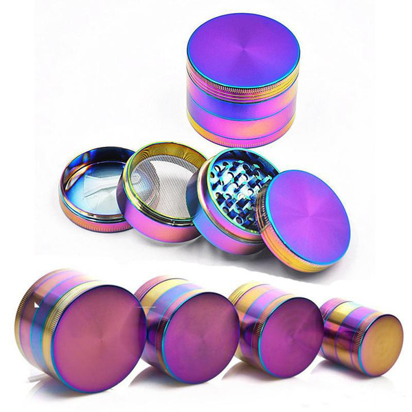 Hot Sale Rainbow Grinders Zinc Alloy Metal Grinders 40/50/55/63mm Diameter 4 Parts Herb Grinders Herb Crushers Fast Shipping