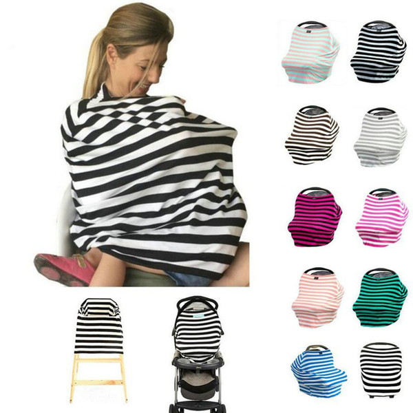 12 colors Multi-Use Stretchy Cotton Baby Nursing Breastfeeding Privacy Cover Scarf Blanket Stripe Infinity Scarf Baby Car Seat Cover nursing