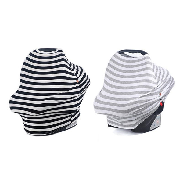 Multi-Use Stretchy Baby Nursing Breastfeeding Privacy Cover with Button Scarf Blanket Stripe Nursing Baby Car Seat Cover Wholesale