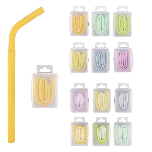 Foldable Straws Silicone Drinking Collapsible Straws With Box Silicone Drinking Reusable travel Outdoor drink straw C571