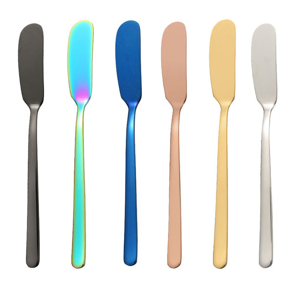 7 Colors 304 Stainless Steel Butter Knife Cheese Dessert Jam Spreader Cream Knives Western Cutlery Baby Feeding Tool B11