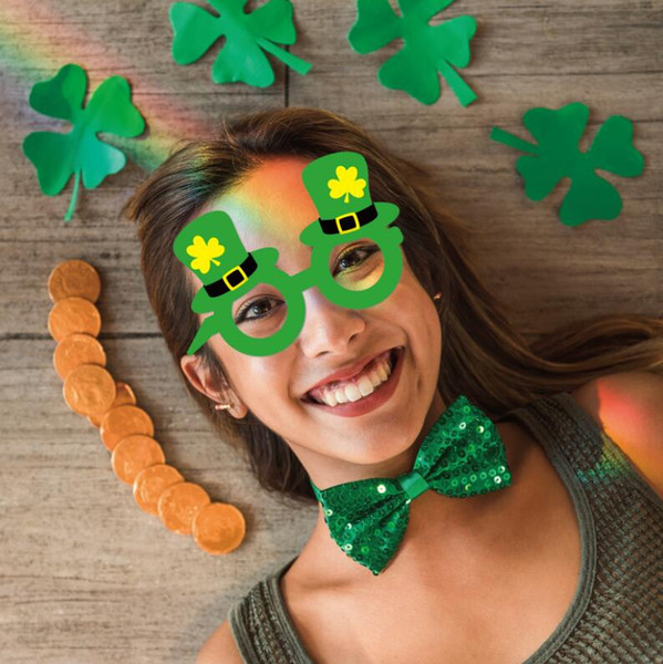 St. Patrick's Day party photo glasses Irish Beer Festival clover glasses Party Supplies for Girls and boys