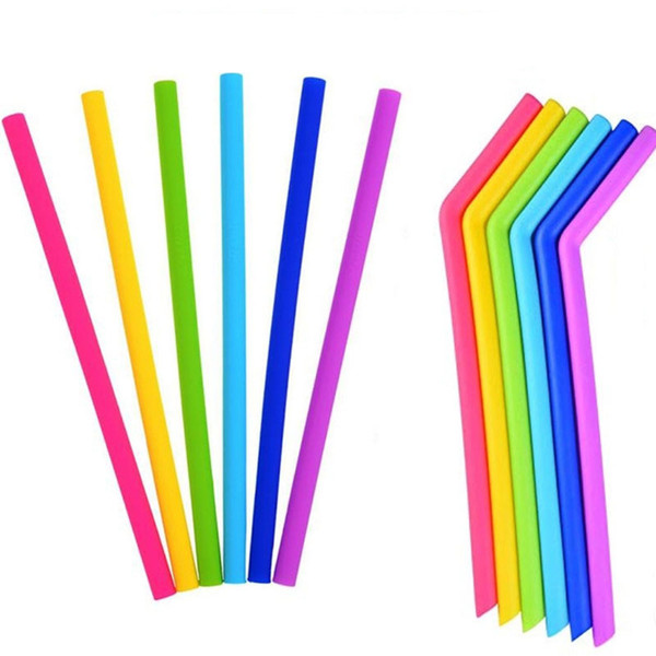 Reusable Silicone Straw Straight Bend Silicone Drinking Straw Without Cleaning Brush Party Home Drinking Tools C576