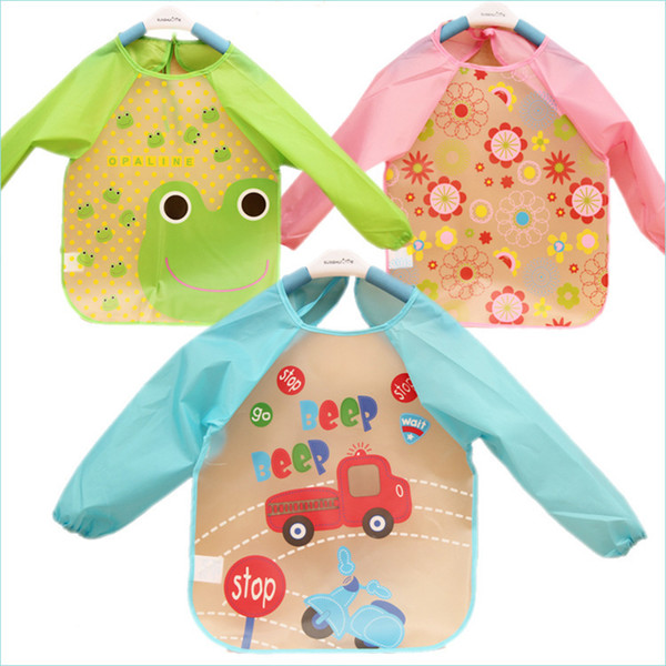 Cartoon Colorful Baby Bibs Long Sleeve Art Apron Animal Smock baby Bib Burp Clothes Soft Feeding Eat Toddle Waterproof YYT329