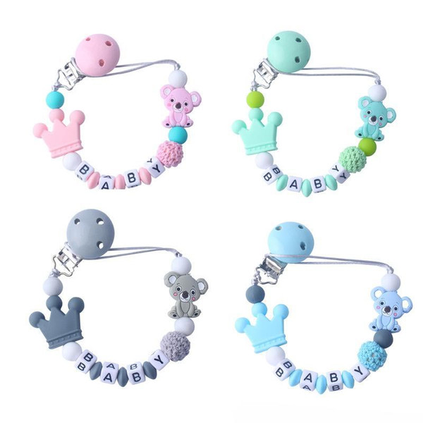 Baby Natural Molars Chain Teethers Toys Cartoon Koala Silicone Teether Rattle Baby Heath Accessories Colorful Teething Ring Play Toys