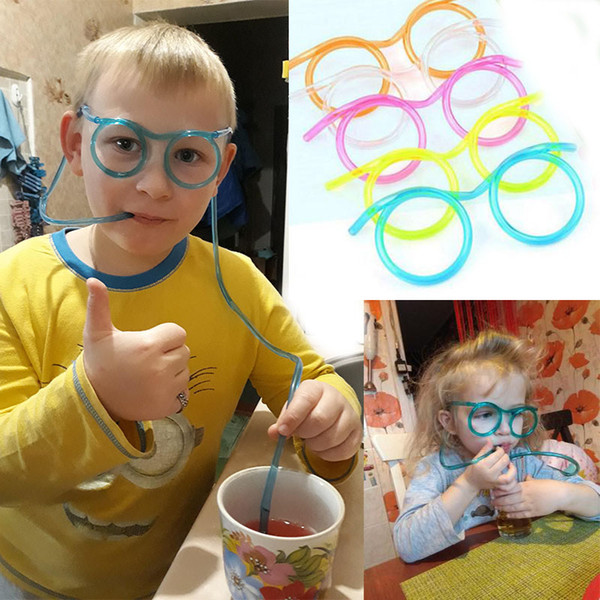 DIY Straw for Kids Birthday Party Toys Funny Soft Glasses Straw Unique Flexible Drinking Tube Children Party Accessories