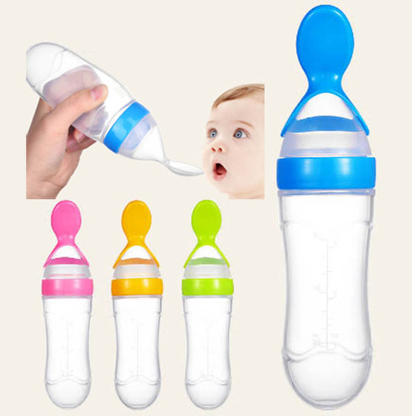 90 Ml Extruded Feeding Bottle With Lid Children's Cereal Puree Bottle Food Grade Silica Gel PP Material 5 Color