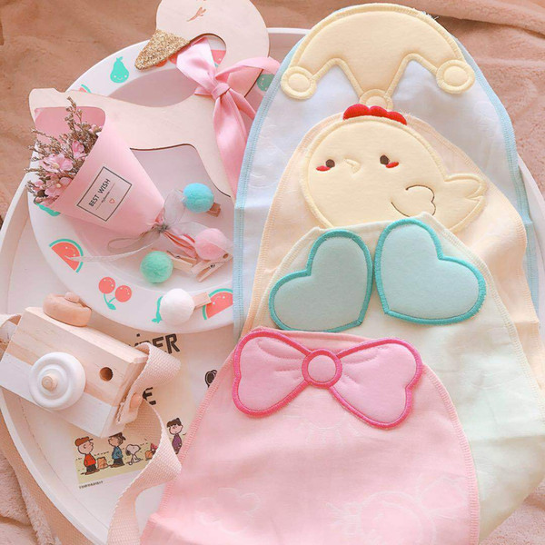 2019 new baby cotton double fabric sweat towel baby sweat towel pad sling cotton cute crown love bow