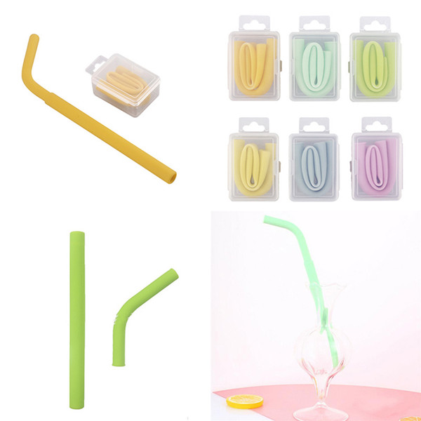 2020 Foldable drinking Straws Food grade silicone tube straws Travel portable silicone folding straws Juice milk tea drink straw M110