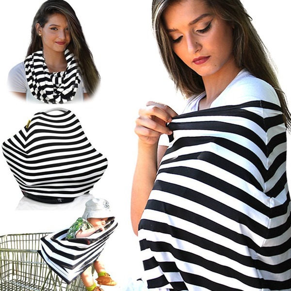 Baby Nursing Stretchy Cotton Breastfeeding Privacy Cover Scarf Blanket Stripe Infinity Scarf Baby Car Seat Multi-Use Cover nursing cover3913