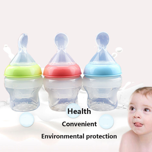 Food Grade Silicone Bottle 150ML Baby Milk Feeding Bottle Spoon Porridge gruel Feeding Tool