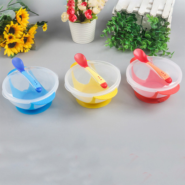 1pc/2Pcs/set Baby Tableware Dinnerware Suction Bowl with Temperature Sensing Spoon baby food Baby dinner Feeding Bowls dishes