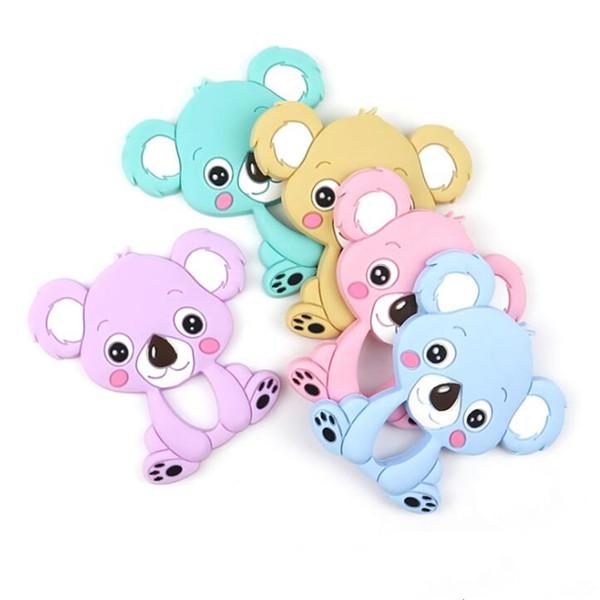 Baby Koala Silicone Teether Candy Color Baby Grinding Rod 3D koala Printed Children Silicone Teethers Kid Toy WY240Q