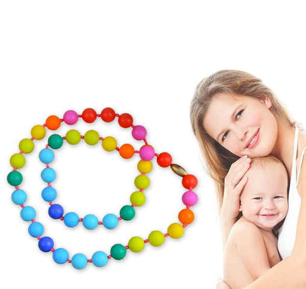 Free Shipping Hot 2019 Jewelry Rainbow Necklace Silicone Baby Teether Baby Products Molar Necklace Bead Bead Baby Teething Necklace