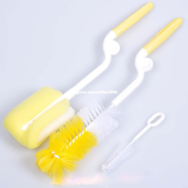 3Set Baby Bottle Cleaning Brush 360 Degree Rotating Spin Sponge Brush Bottle Nipple Teapot Nozzle Spout Cleaning Brush BB0051