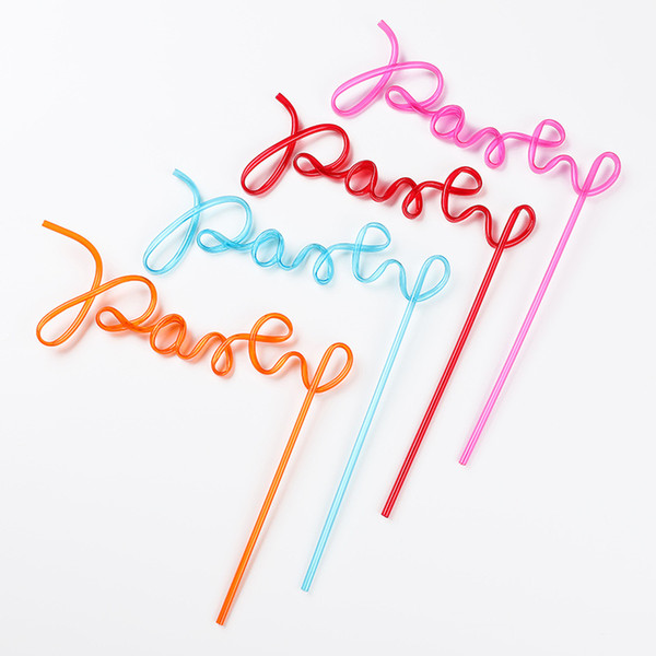 PET Art straw Bride Funny Letter Straw Logo Rose Wedding party supplies Safety Baby Feeding Drinking Straws M308