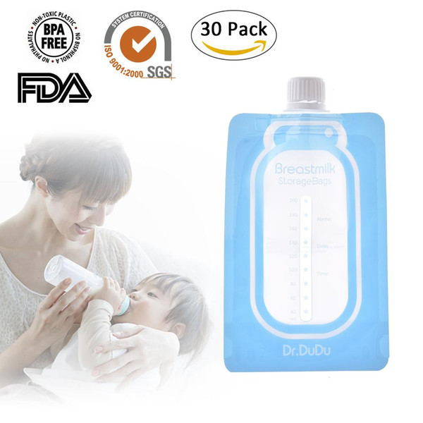 30 PCS/ Set 200ML Direct-Pump Breast Pump Twist-Cap Breast Milk Storage Bag Pouch Fresh Saver (Not Including Adapters)