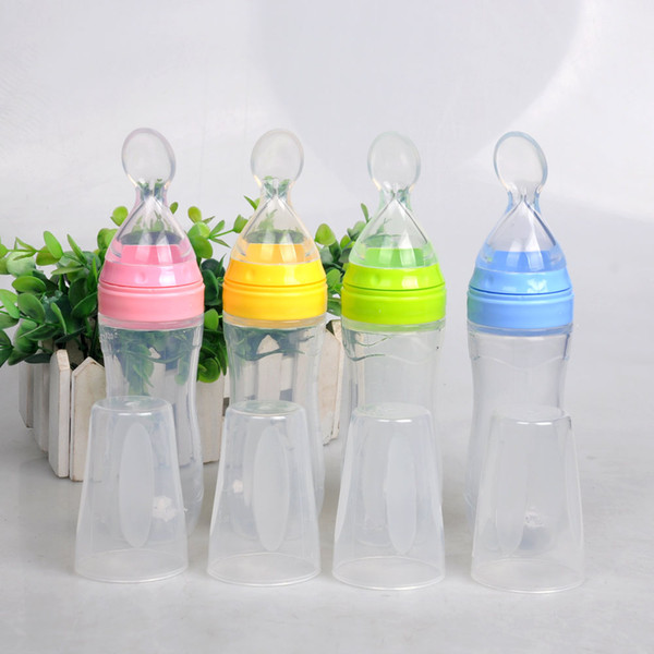 New 1200ml Baby Feeding Bottle with Spoon Silicone Bottle Feeding Infant Food Supplement Rice Cereal 3 Color Best Quality