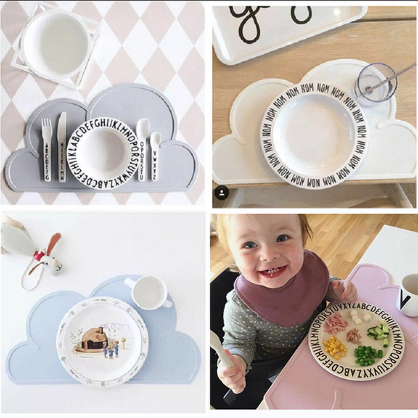 12 Color Baby INS Cloud Placemat Portable Food Mat Travel Placemat for Toddler Non Slip Silicone Placemat Easy Clean B001