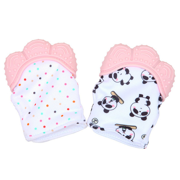 2018 Hot Food Grade Silicone Gel Baby Cute Panda Molar Glove Prevent Biting Candy Wrapper Sound Teether