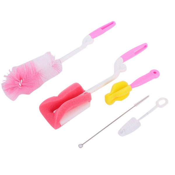 5pcs/set Baby Bottle Sponge Brushes Dummy Nipple Pacifier Brushes Milk Feeding Bottle Brush Infant Pacifier Cleaner Random Color