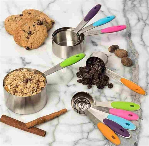 Stainless Steel Measuring Spoon Scale Kitchen Silicone Measuring Cups and Spoons Set For Baking Sugar Coffee Measuring Tools