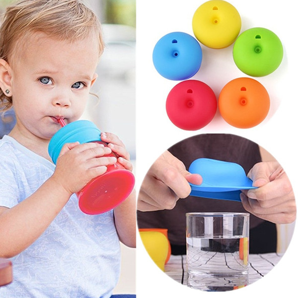 New Silicone Sippy Cup Lids Straw Spill-Proof Cup Cover for Water Bottle Mason Jar Baby Toddler