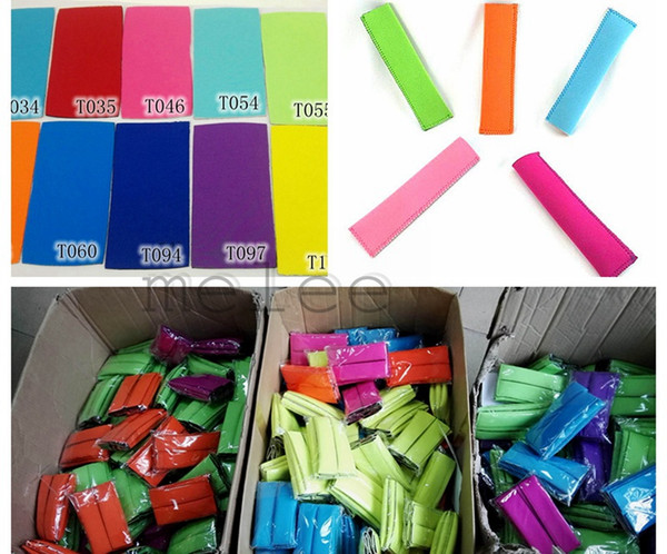 Hot Sale 2016 New Neoprene Popsicle Holders Ice Cream Tubs Party Drink Holders 15.5*4cm Ice Sleeves Freezer Ice Covers 12colors choose free