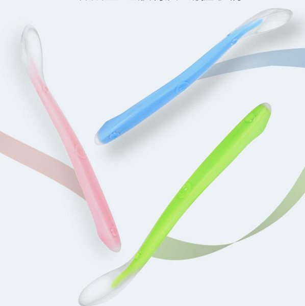 New arrival Baby Silicone Spoon Training baby feeding Spoon Food-grade silicone soft spoon Candy colors Free shipping