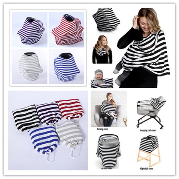 Multi-Use Stretchy Cotton Baby Nursing Breastfeeding Privacy Cover Scarf Blanket Stripe Infinity Scarf Baby Car Seat Cover nursing cover