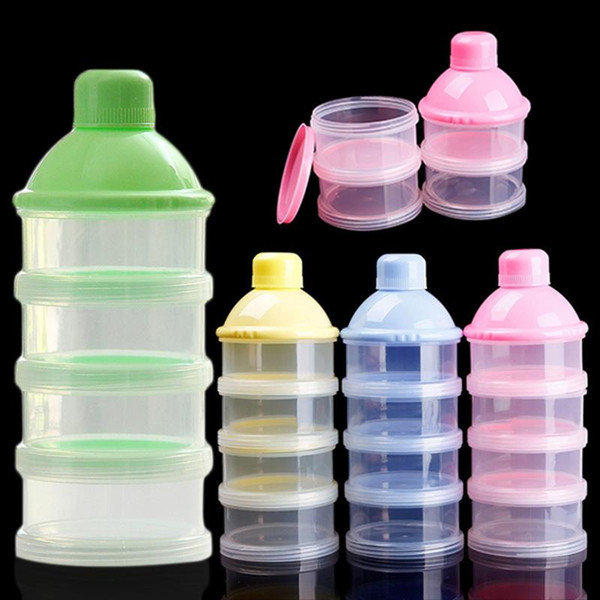 New Portable Baby Infant Feeding Powder &Food Bottle Container 4 Cells Grid Box storage box rangement