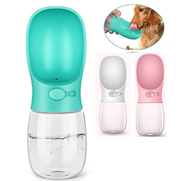 Pet Dog Water Bottle ABS Pet Cat Drinking Feeder Water Cup In Outdoor Travel 12oz Pet Supplies 3Colors HH7-1247