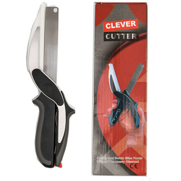 2-in-1 Clever Cutter Multifunction Knife Kichen Scissors & Cutting Board complementary food scissors for kids baby infant