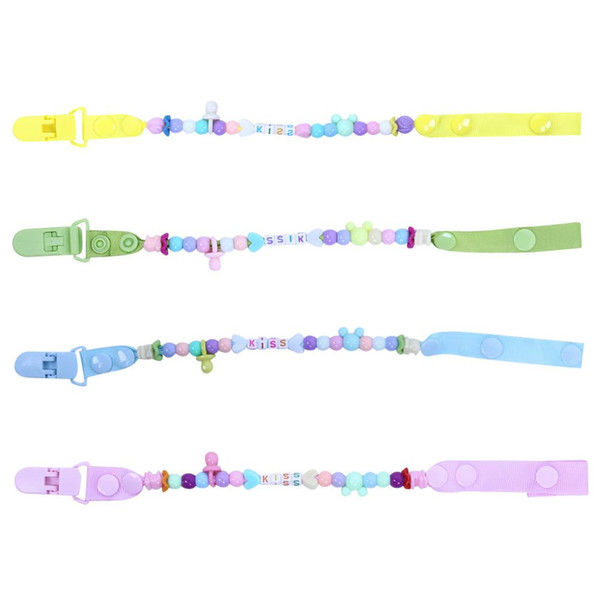 Baby Pacifier Clips Clip Nipples Hand Made Letter and Beads Dummy Chain Holder Soother Strap Nipple Pacifiers Holder for Baby