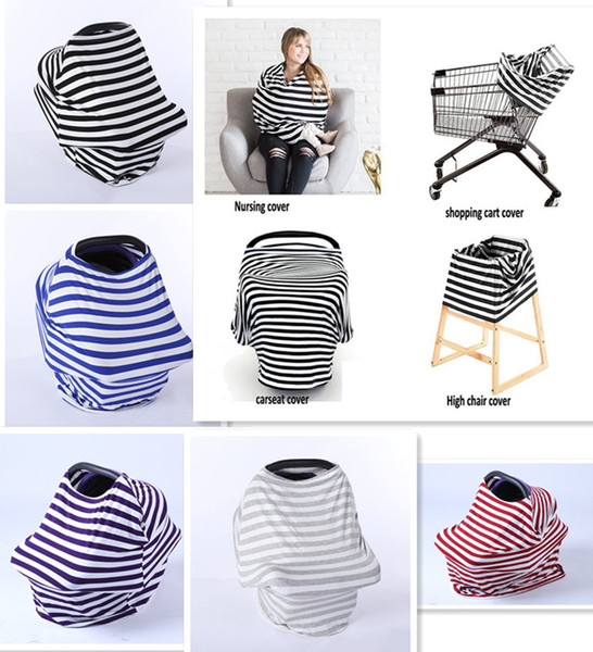 DHL Multi-Use Stretchy Cotton Baby Nursing Breastfeeding Privacy Cover Scarf Blanket Stripe Infinity Scarf Baby Car Seat Cover nursing cover