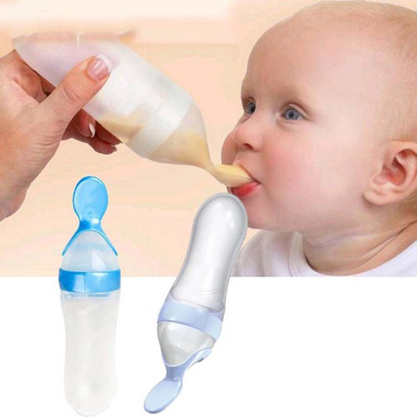 90ml New Silicone Baby Spoon Boon Training Scoop Feeding Rice Cereal Bottle Baby Feeding Spoons 20 p/l