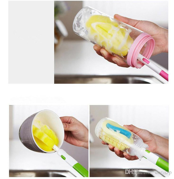 Sponge material milk bottle brush Convenient and Practical Baby Milk Bottle Nipple Teapot Nozzle Spout Tube Teat Cleaning Brush