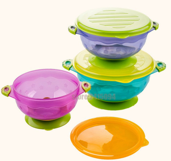 Stay Put Baby Bowls Spill Proof Suction Toddler Bowls Feeding Set Snap Lids Training food storage container stackable tableware