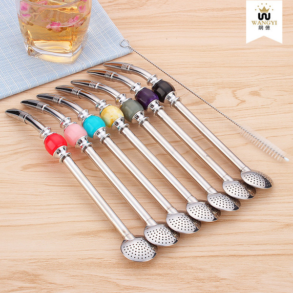 304 Stainless Steel straws Mate Tea Bombilla Gourd reusable Drinking Straws Filtered spoon straw Baby Feeding