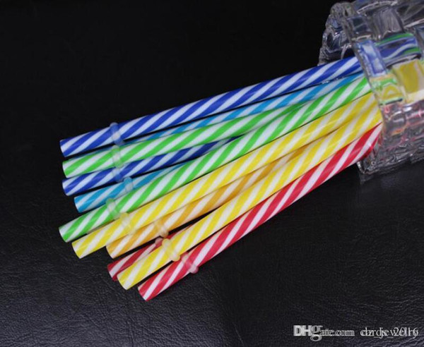 Wholesale - 100Pcs Reusable Biodegradable Distored Colors Beverage Hard Plastic Stripe drinking Straws