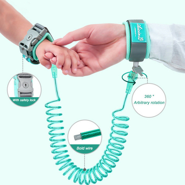 360°Anti Lost Wrist Link Traction Rope Toddler Kids Safety Harness Leash Strap Wrist Lock Two Colors Random Delivery