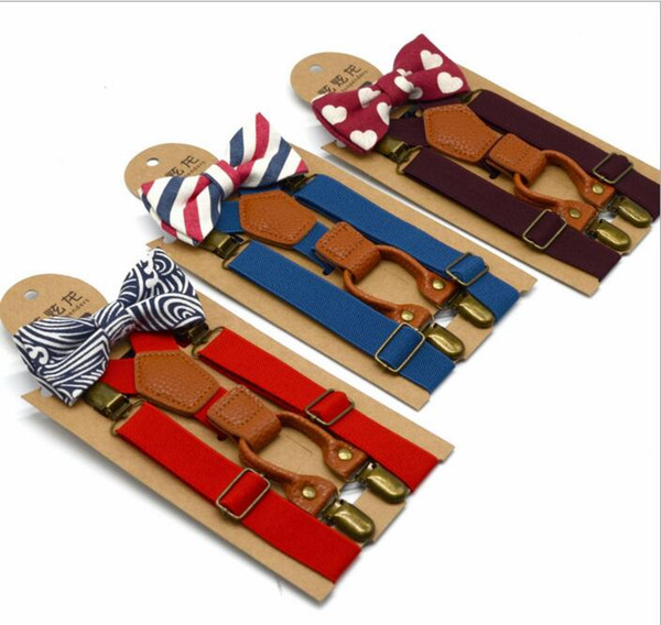 Kids Suspenders Bow Set Baby Elastic Y-back Braces Boys Genttleman Boutique Suspenders Print Bowtie Girl School Suspenders Accessories D259