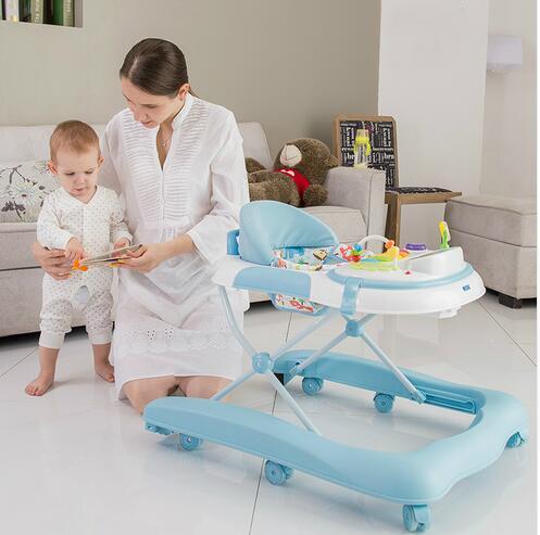 Infant child baby walkers 6/7 to 18 months prevent rollover multi-function music U shape baby learn walker with driving belt