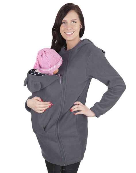 Mom's Autumn Baby Carrier Hoodie Zip Up Maternity Kangaroo Hooded Sweatshirt Pullover 2 In 1 Baby Carriers