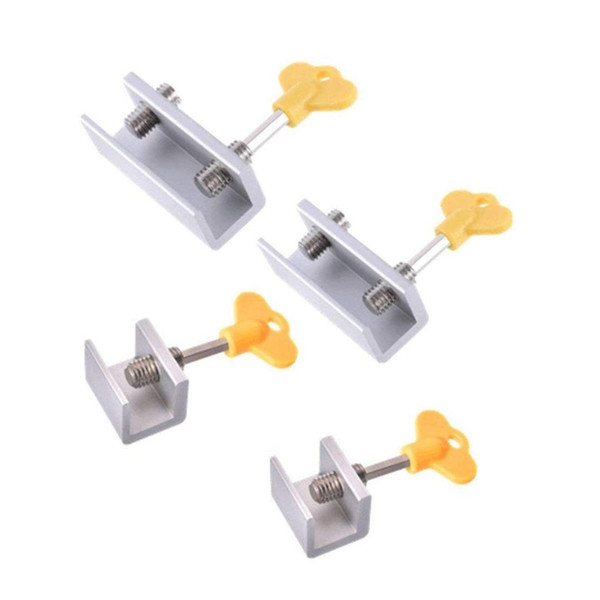 4 Pieces Adjustable Sliding Window Locks Stop Aluminum Alloy Door Frame Security Lock