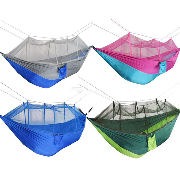 Mosquito Net Hammock 12 Colors 260*140cm Outdoor Parachute Cloth Field Camping Tent Garden Camping Swing Hanging Bed