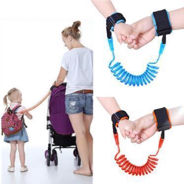 2 Colors 1.5M Kids Safety Harness Child Leash Anti Lost Wrist Link Adjustable Traction Rope Bracelet Baby Safety Gear 100pcs